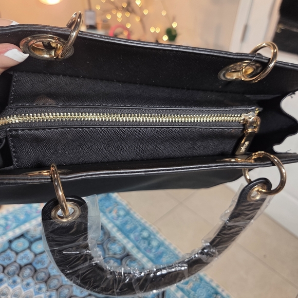 Trina Turk Black Satchel with Gold Accents - Picture 9 of 13